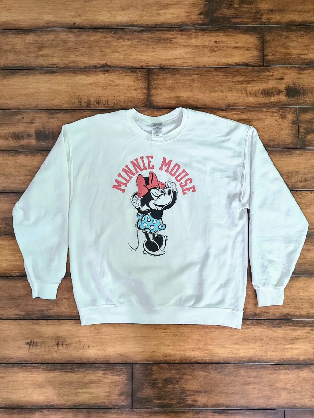 Disney Minnie Mouse Graphic Sweatshirt Cream Size Large